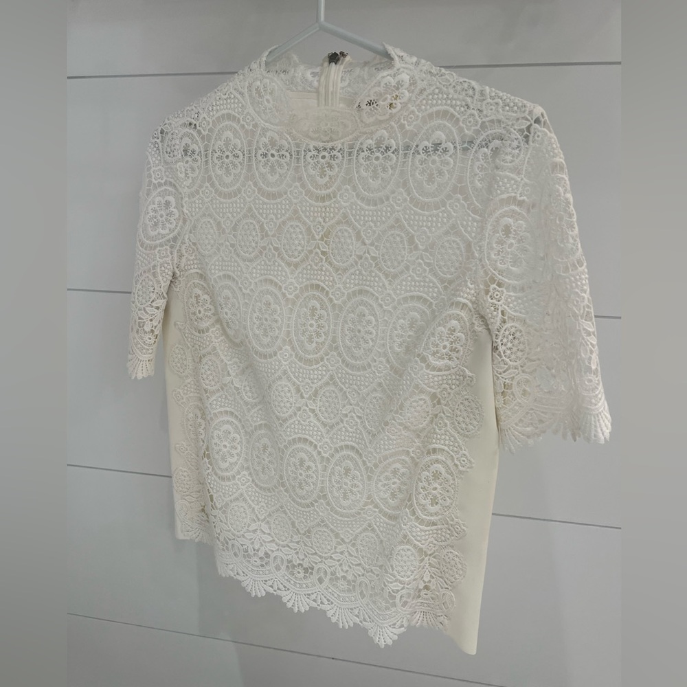 Elie Tahari white lace shirt